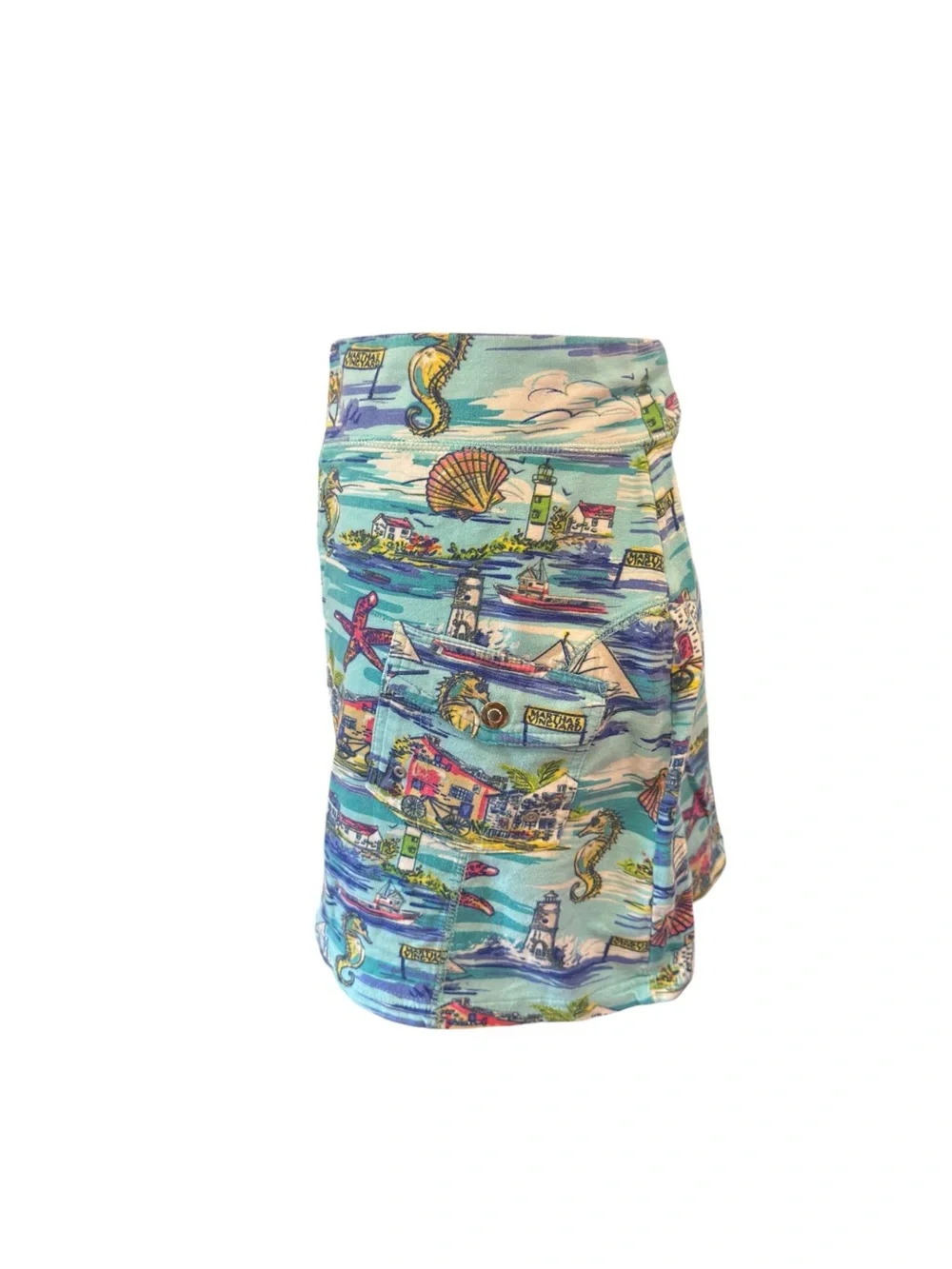 Onque Casual Nautical Print Skort Coastal Grandmother Style Cotton Stretch M